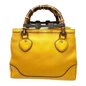 Gucci Bamboo 2-Way Shoulder Bag 308360, Leather, Yellow, Women's